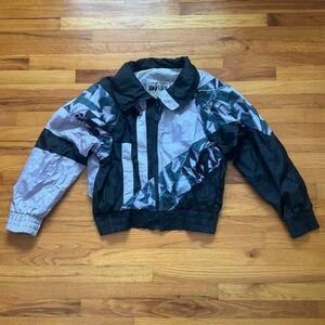 Vintage 80s Ski Jacket Windbreaker Patchwork Purple Geometric Size Large Fair